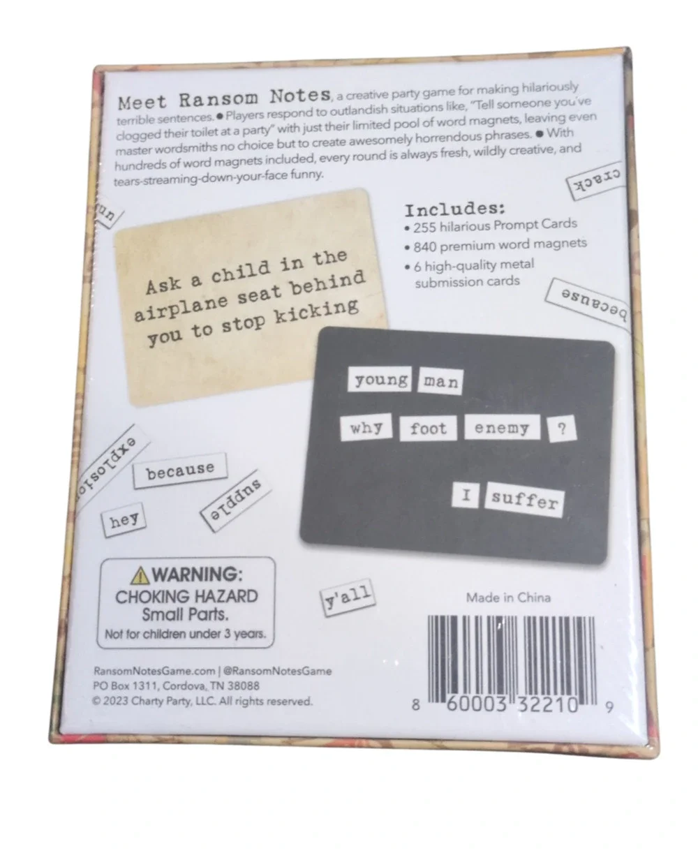 Ransom Notes The Ridiculous Word Magnet Party Game. Sealed Box.